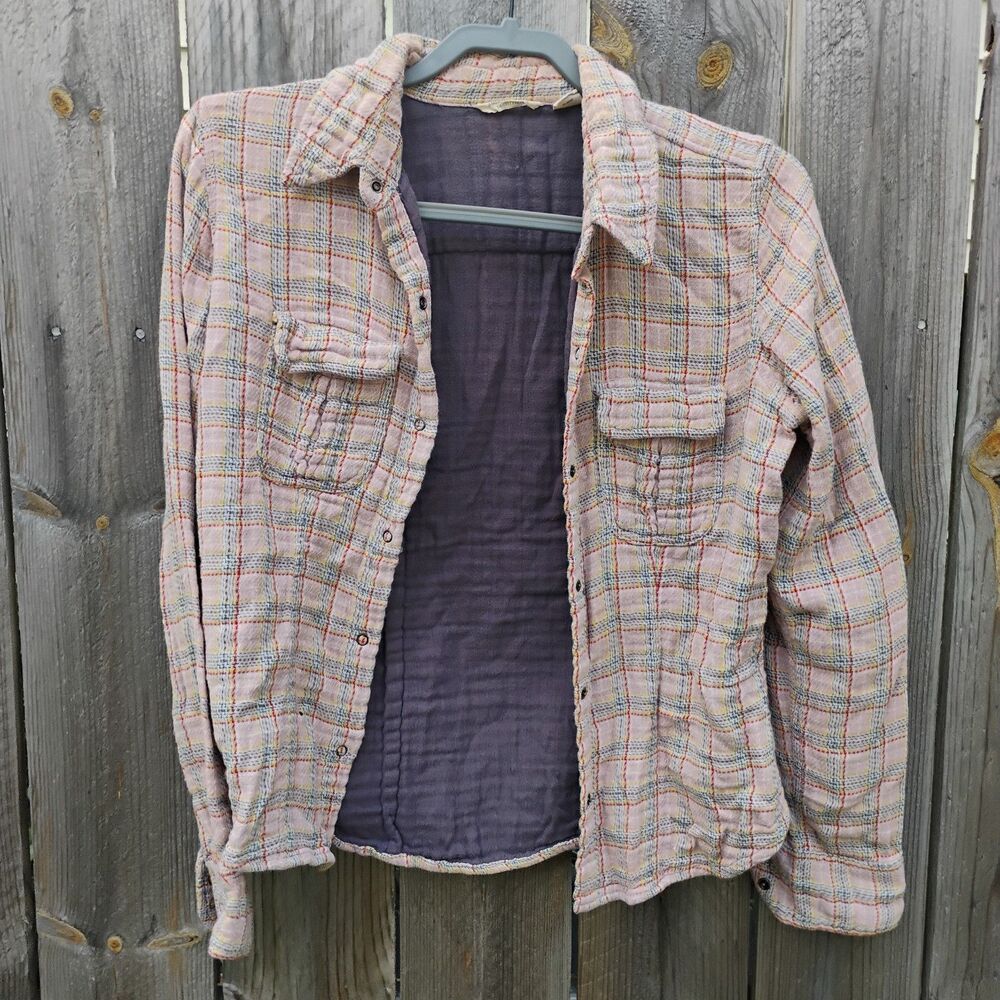 ​American Eagle Y2K Lined Cotton Flannel Shirt Womens Size 8 Medium Double Cloth